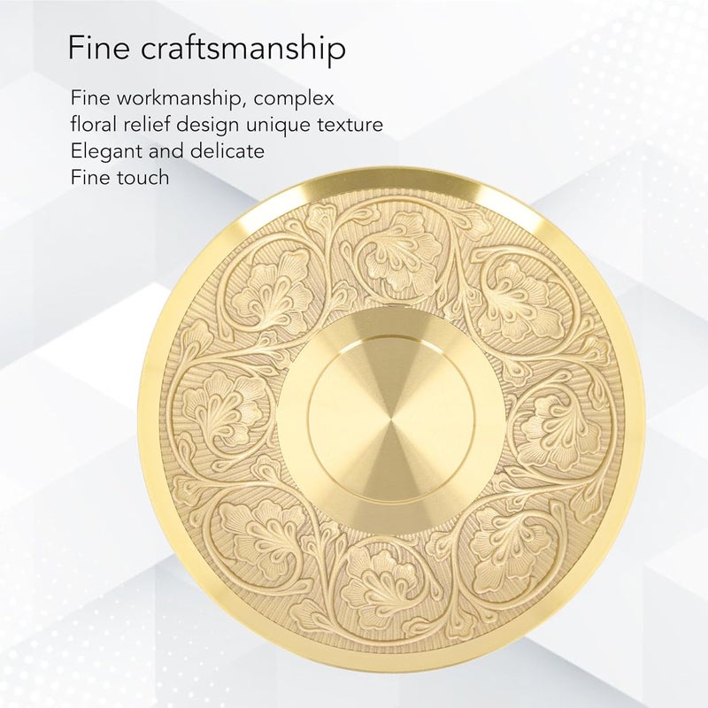 Brass Saucer Plate, Metal Coffee Cup Saucer with Floral Carving Design, Light Luxury Golden Saucer for Home Decor and Office Use, Thickened Insulating Brass Saucer - Image 4