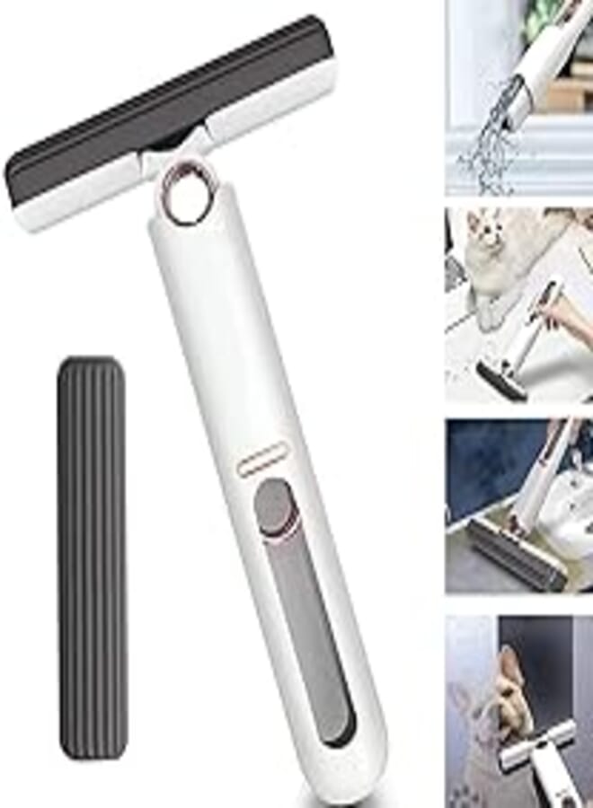 RYLAN Portable Mini Mop Kitchen Cleaning Tools Car Desk Office SELF-Squeeze Short MOP, Hand WASH-Free Absorbent with 1 Cotton Head, Sponge for Bathroom Kitchens Table (Multicolor)
