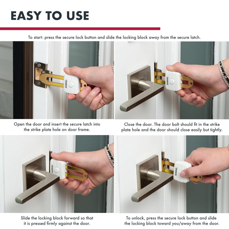 SABRE Compact Travel Door Lock, Portable Security Lock for Travel, Hotels, & Rentals, Withstands 650 lbs of Force, Installs in Seconds, No Tools Required, Lightweight & Small for Easy Carry - Image 5
