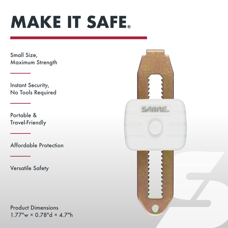 SABRE Compact Travel Door Lock, Portable Security Lock for Travel, Hotels, & Rentals, Withstands 650 lbs of Force, Installs in Seconds, No Tools Required, Lightweight & Small for Easy Carry - Image 4