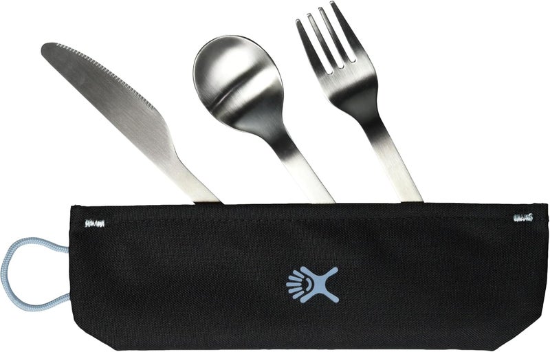 Hydro Flask Flatware Set, Reusable Stainless Steel Cutlery with Carry Pouch, for Travel and Lunch, Black - Image 3