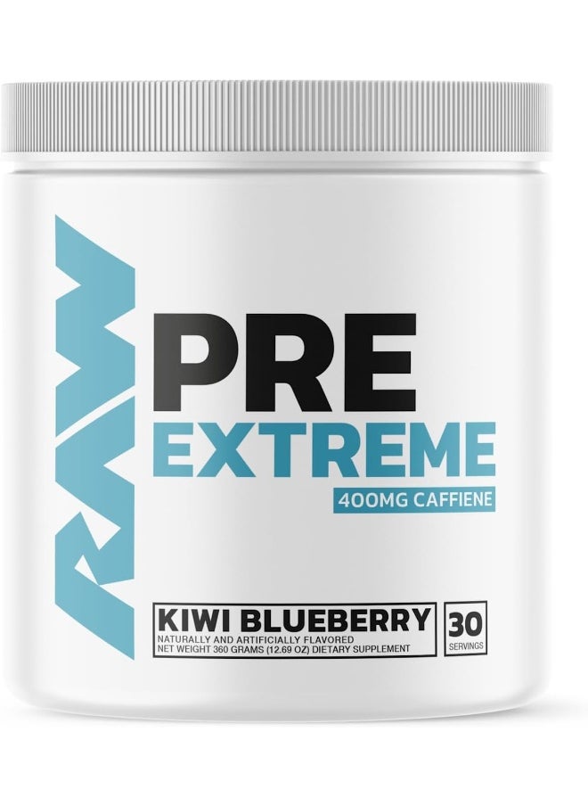 Raw - RAW Preworkout Extreme | High Stimulant Preworkout Powder Drink, Extreme Energy, Focus and Endurance Booster | Explosive Strength and Pump During Workout for Max Gains | Kiwi Blueberry (30 Servings) - Image 1