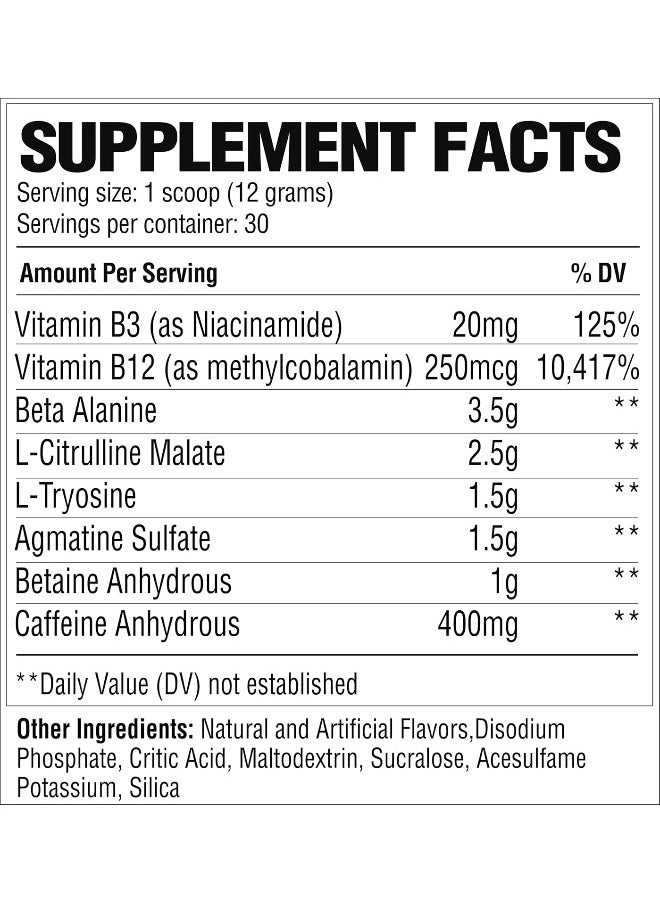 Raw - RAW Preworkout Extreme | High Stimulant Preworkout Powder Drink, Extreme Energy, Focus and Endurance Booster | Explosive Strength and Pump During Workout for Max Gains | Kiwi Blueberry (30 Servings) - Image 1