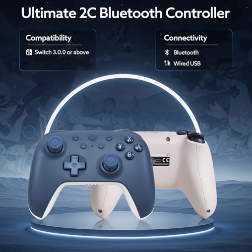 8Bitdo Ultimate 2C Bluetooth Controller for SwitchSwitch 2 Wireless Gaming Controller with Hall Effect Joysticks 6Axis Motion Control Remappable L4R4 Bumpers Turbo FunctionDark Blue - Image 3