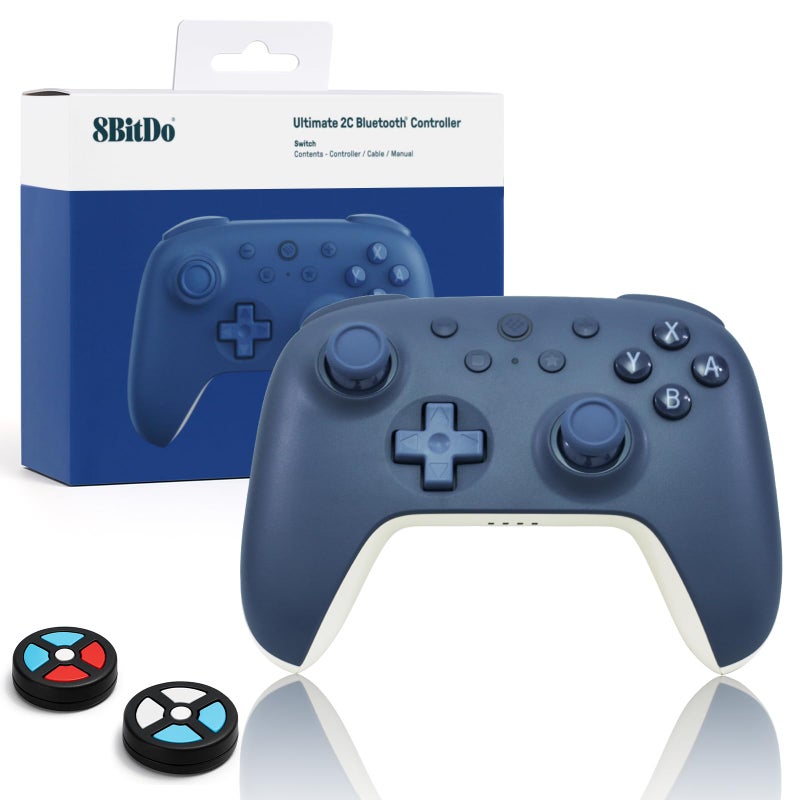8Bitdo Ultimate 2C Bluetooth Controller for SwitchSwitch 2 Wireless Gaming Controller with Hall Effect Joysticks 6Axis Motion Control Remappable L4R4 Bumpers Turbo FunctionDark Blue - Image 2