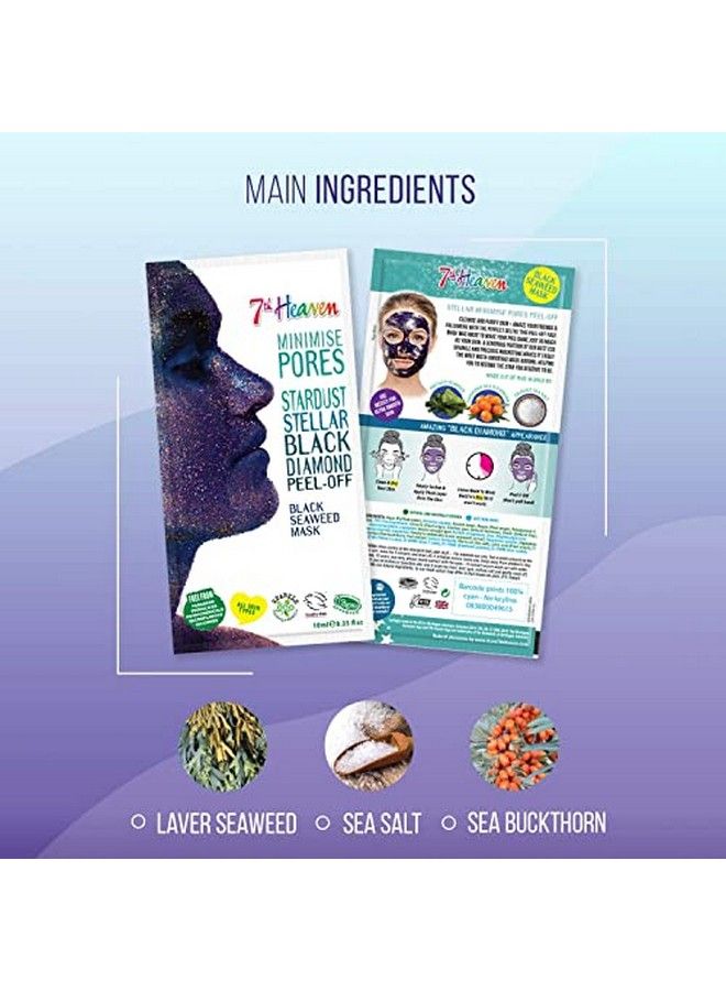 7th Heaven Minimise Pour Stardust Stellar Black Diamond Peeloff Mask 10Ml ; Black Seaweed Mask For Blackhead Removing For All Skin Types - Image 4