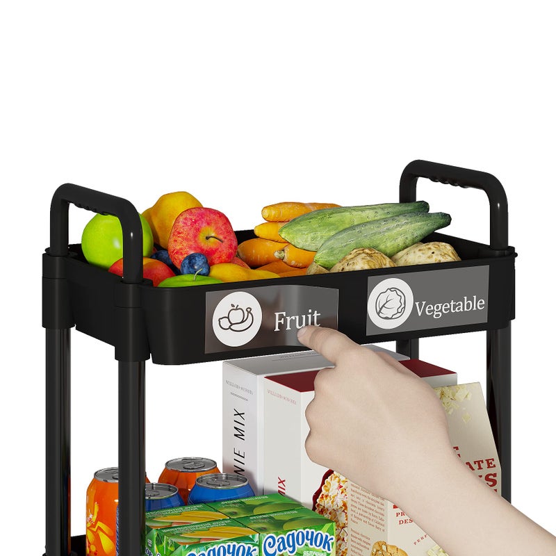 Laiensia 3-Tier Storage Carts,Multifunction Utility Rolling Cart Kitchen Storage Organizer,Mobile Shelving Unit Cart with Lockable Wheels for Bathroom,Laundry,Living Room,With Classified Sticker,Black - Image 3