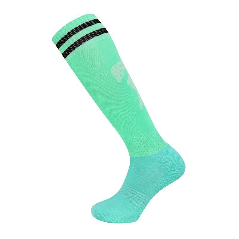 Football Socks Towel Bottom Plain Adult Children Universal High Barrel Sports Stockings Student Socks Over the Knee Adult Light Lake Blue/Black