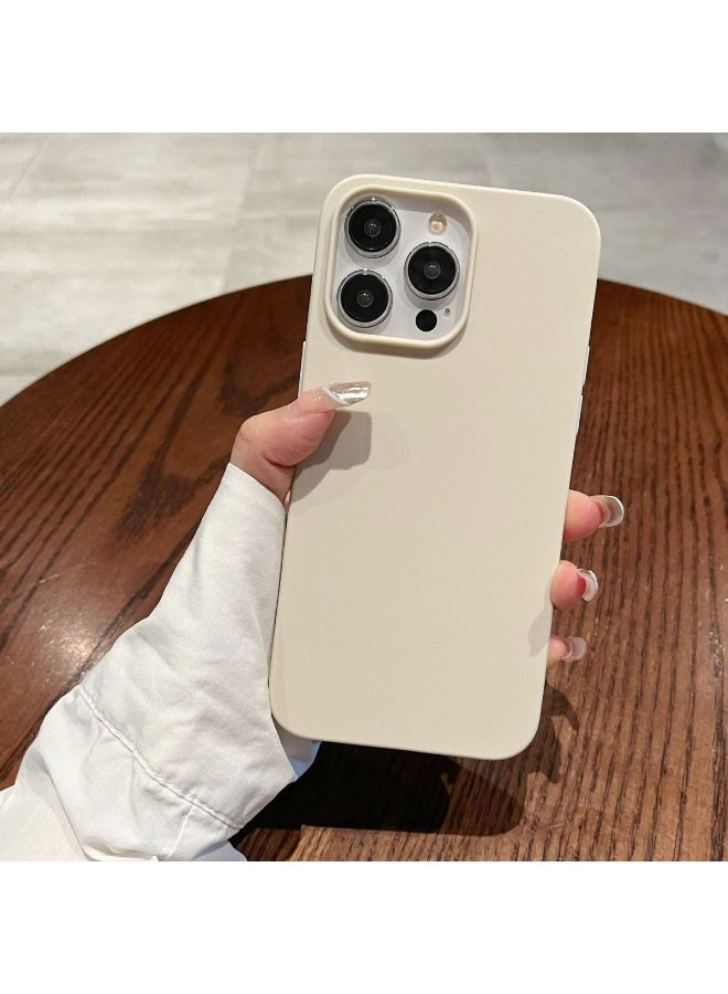NIBEMINENT Minimalist Solid Matte Soft Shell Protective TPU Case Cover For iPhone 15 Pro Max, Antique White