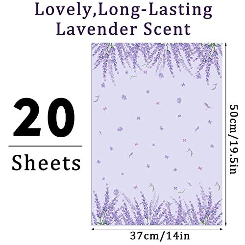 Eersida 20 Sheets 14 x 19.5 Inch Scented Drawer Liners for Dresser Non Adhesive Fragrant Drawer Liners Paper for Bedroom Kitchen Cabinet Home Shelf Closet (Lavender) - Image 2