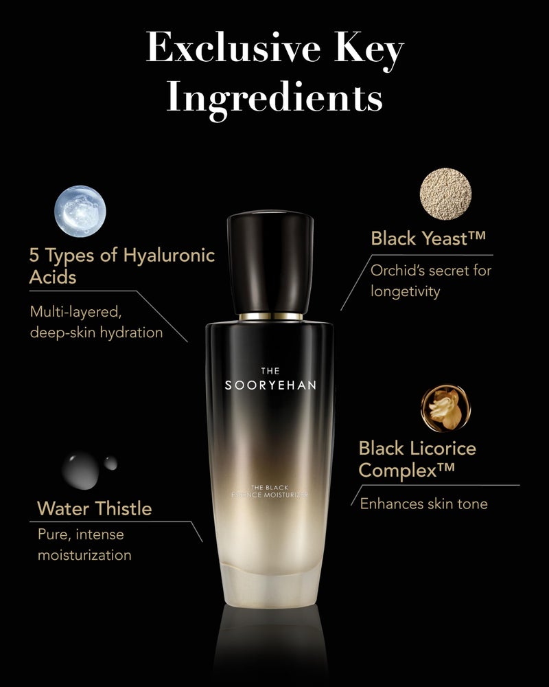 Sooryehan The Black (Essence Moisturizer, 130ml/4.4fl oz) - Lightweight Cream for Moisture Barrier, Rejuvenate Dull, Aging Skin. Premium Korean Skin Care. Black Yeast, Hyaluronic Acid, - Image 4