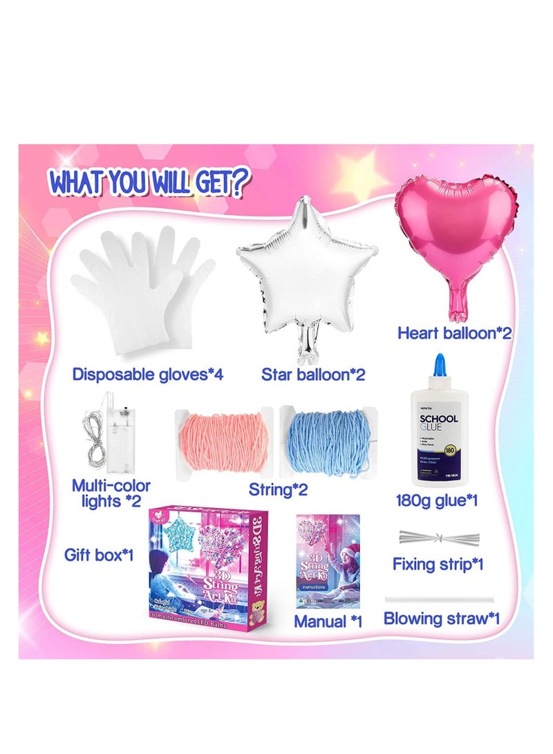 3D String Art Kit for Kids Craft Kits for Kids Age 7-12 Gifts for 7-12 Year Olds Girls Arts and Crafts for Kids Age 7 8 9 10 11 12 Toys for 7 8 9 10 11 12 Year Old Girls DIY Lantern Toys