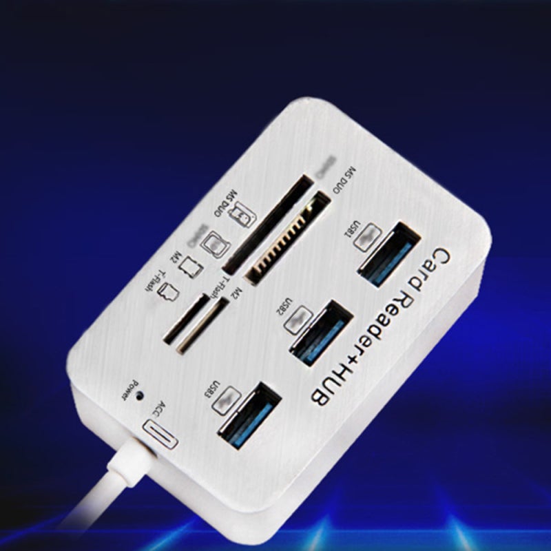 مركز توزيع USB 3.0: 7 في 1 لنقل بيانات عالي السرعة 5 جيجابت في الثانية، قارئ بطاقات متعدد الفتحات - حماية من الجهد الزائد، جهاز محمض ومضغوط لمستخدمي الأجهزة المحمولة والحواسيب المكتبية والأجهزة الرقمية - Image 3