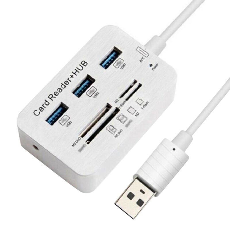 مركز توزيع USB 3.0: 7 في 1 لنقل بيانات عالي السرعة 5 جيجابت في الثانية، قارئ بطاقات متعدد الفتحات - حماية من الجهد الزائد، جهاز محمض ومضغوط لمستخدمي الأجهزة المحمولة والحواسيب المكتبية والأجهزة الرقمية - Image 1