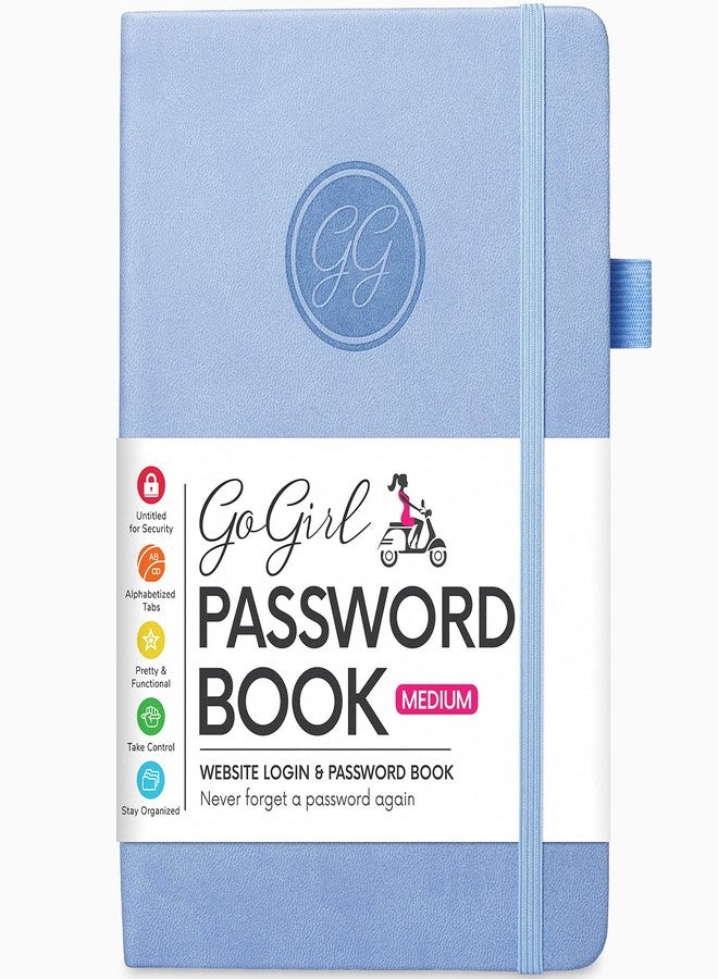 GoGirl Password Book with Alphabetical tabs - Internet Address & Password Keeper Logbook for Password Organization, Journal Notebook for Saving Website Logins. Medium Size 5.3″ x 7.7″, Light Blue - Image 1