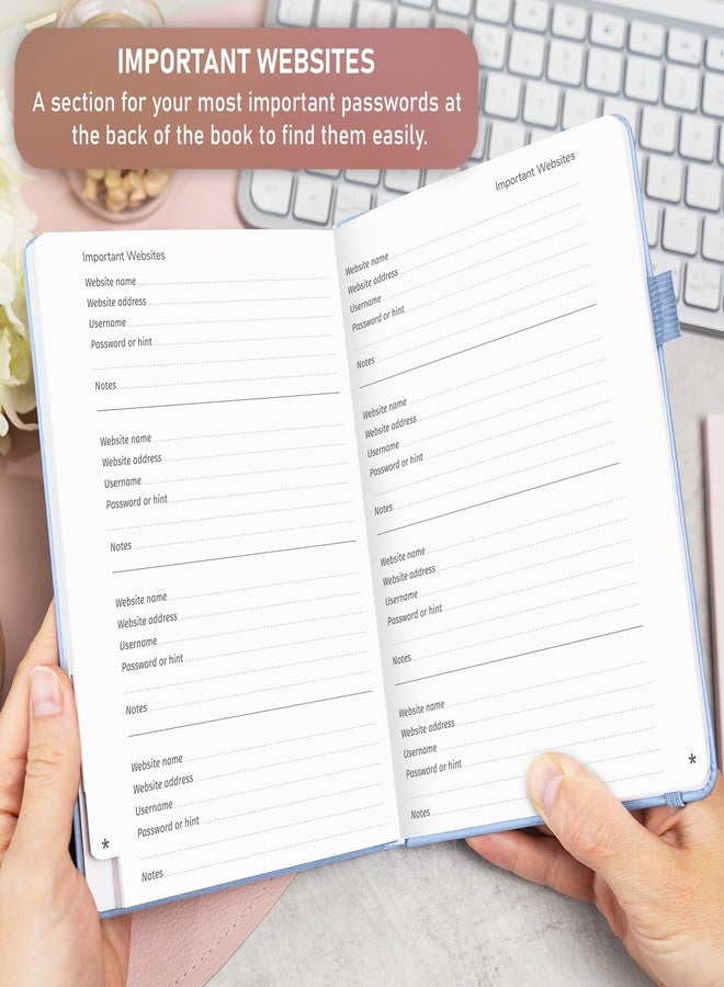 GoGirl Password Book with Alphabetical tabs - Internet Address & Password Keeper Logbook for Password Organization, Journal Notebook for Saving Website Logins. Medium Size 5.3″ x 7.7″, Light Blue - Image 4