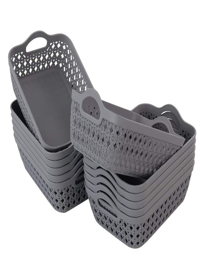 DynkoNA مجموعة صواني بلاستيكية صغيرة من DynkoNA، 12 قطعة، صواني تخزين مكتبية، رمادي - Image 1