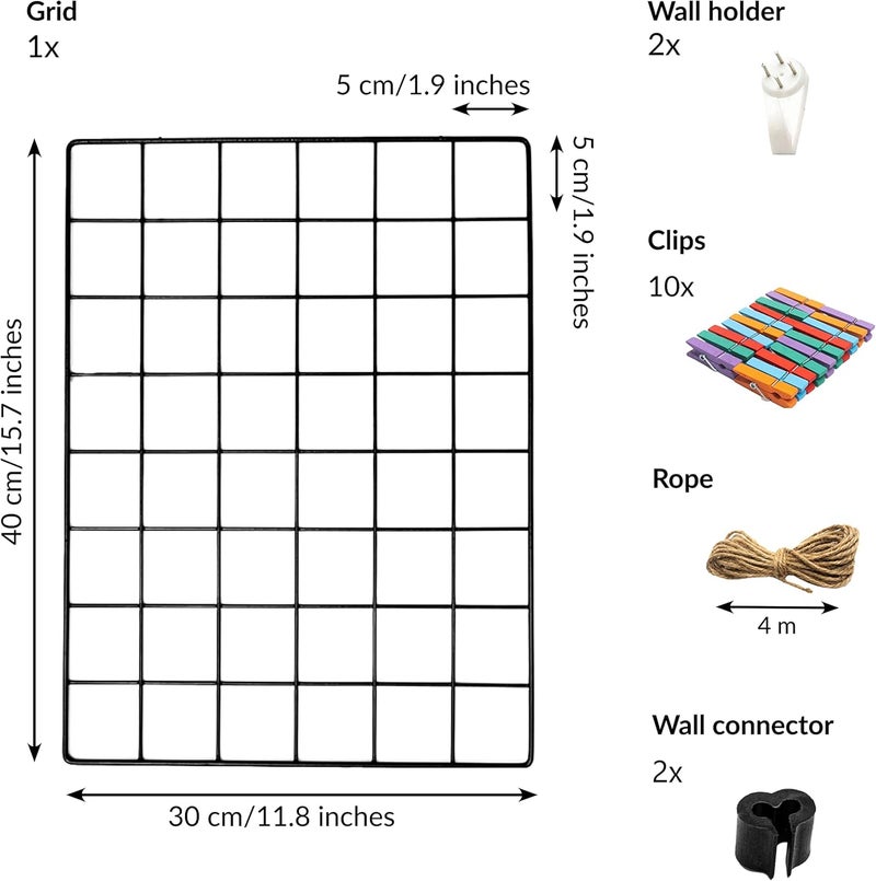 ODOXIA Quick available purchase options 1 Pack Wire Wall Grid Panel | Hanging Home, Office & Kitchen Décor | Mesh Storage Organizer & Picture Frame | Wire Notice Board | Memo & Photo Board | Wall Display | Metal & Black Modern versatile shape - Image 3