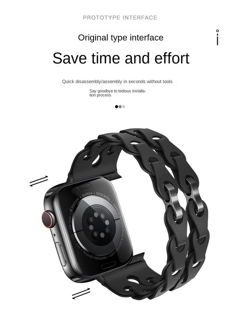 Y&D For Apple 42/44/45/49mm Fashion Hollow Silicone Bracelet Strap  - Image 3