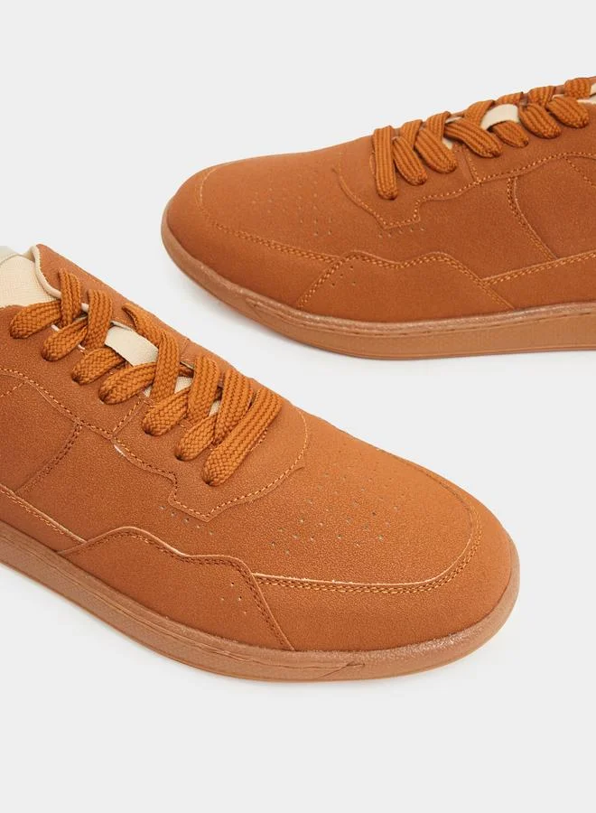 Styli Men Tan Suede Sneakers