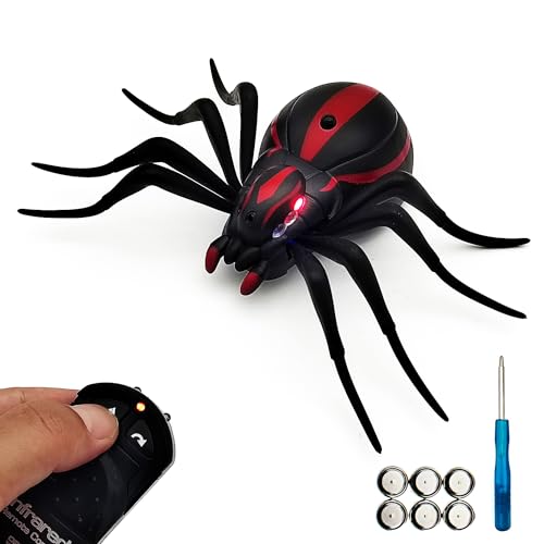 Tipmant RC Spider Toy IR Remote Control Tarantula Realistic Animal for Pets Cats Dogs Prank Toy Toddler Kids Birthday Gifts Includes Screwdriver Battery - Image 1