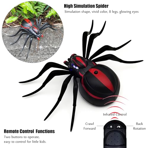 Tipmant RC Spider Toy IR Remote Control Tarantula Realistic Animal for Pets Cats Dogs Prank Toy Toddler Kids Birthday Gifts Includes Screwdriver Battery - Image 5