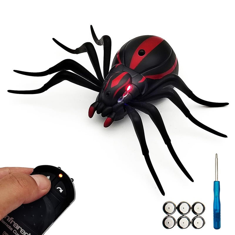 Tipmant RC Spider Toy IR Remote Control Tarantula Realistic Animal for Pets Cats Dogs Prank Toy Toddler Kids Birthday Gifts Includes Screwdriver Battery - Image 3