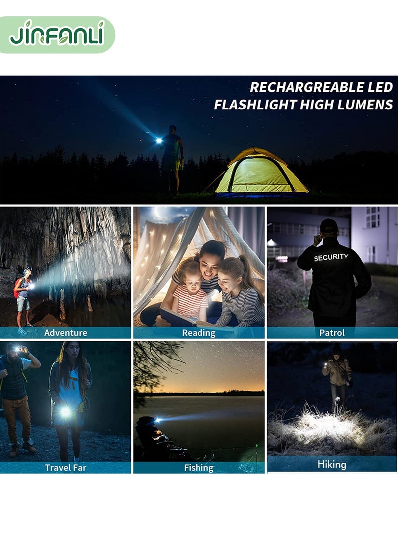 JINFANLI High brightness medium size flashlight, rechargeable and replaceable battery, 3 levels of dimming and low battery warning, aluminum alloy material, IPX5 waterproof, drop-proof, durable and long battery life, suitable for outdoor emergency, ideal gift for men - Image 5