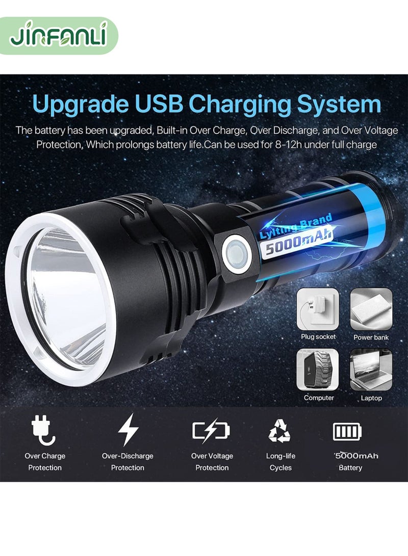 JINFANLI High brightness medium size flashlight, rechargeable and replaceable battery, 3 levels of dimming and low battery warning, aluminum alloy material, IPX5 waterproof, drop-proof, durable and long battery life, suitable for outdoor emergency, ideal gift for men - Image 2