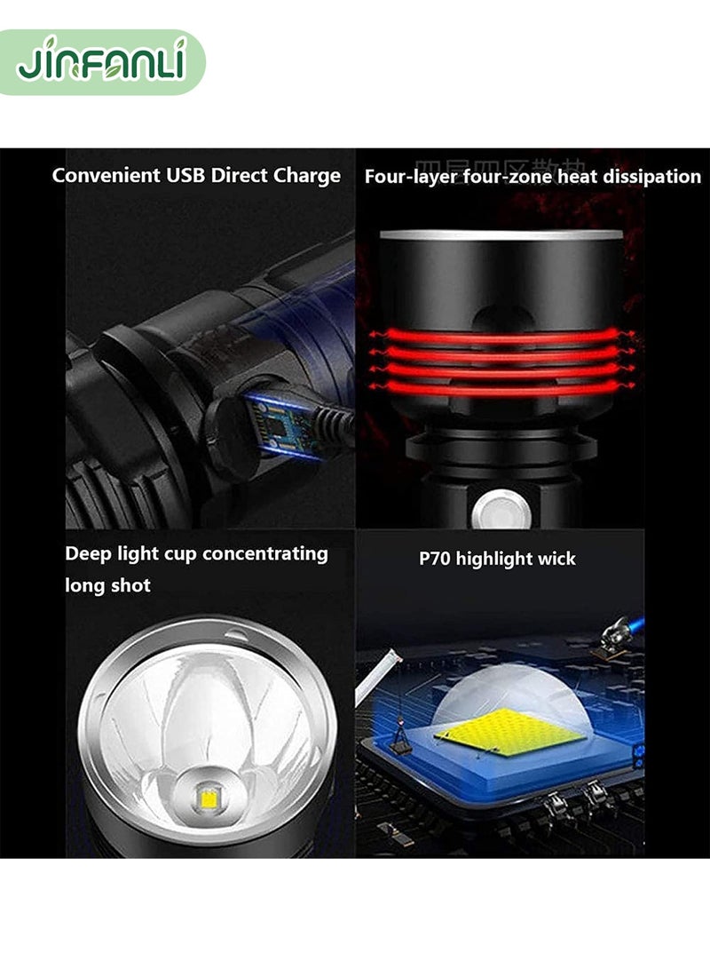 JINFANLI High brightness medium size flashlight, rechargeable and replaceable battery, 3 levels of dimming and low battery warning, aluminum alloy material, IPX5 waterproof, drop-proof, durable and long battery life, suitable for outdoor emergency, ideal gift for men - Image 3