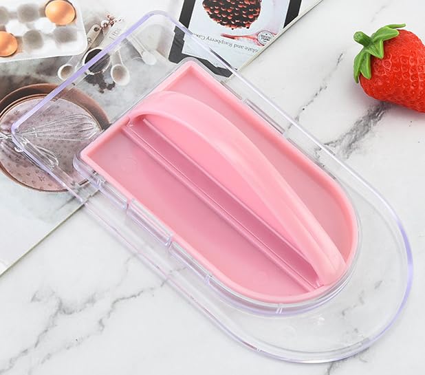 ليزنيرزم قطعة واحدة 2 في 1 أداة مكشطة للكيك أكثر سلاسة مع مقبض، مجرفة تزيين الكيك قابلة للفصل، ملمع أكثر سلاسة، سطح الكيك أكثر سلاسة لتزيين الكيك، قاعدة شفافة وردية اللون - Image 2