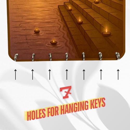 Maefele Banaras Ghat-Inspired MDF Key Holder – UV Printed Wooden Wall Hanging (9.4 x 8.6 in - Image 3
