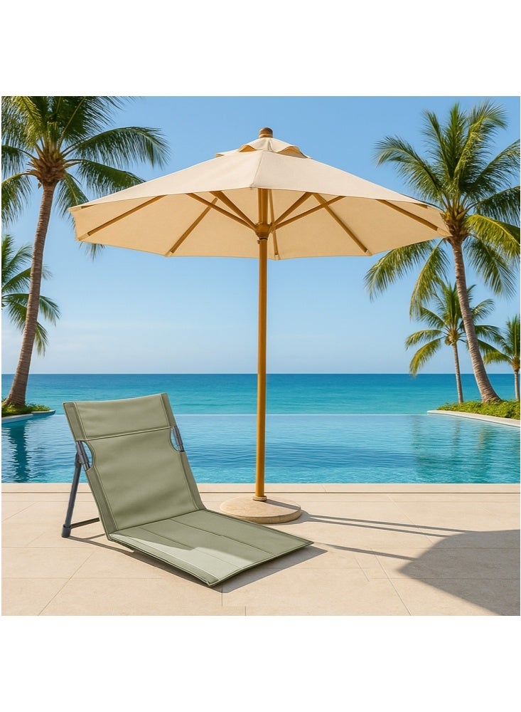 GGEROU 2 قطع كرسي شاطئ قابل للطي محمول أرجوحة خارجية كرسي شاطئ محمول للبالغين مع مسند ظهر قابل للتعديل أخضر - Image 2