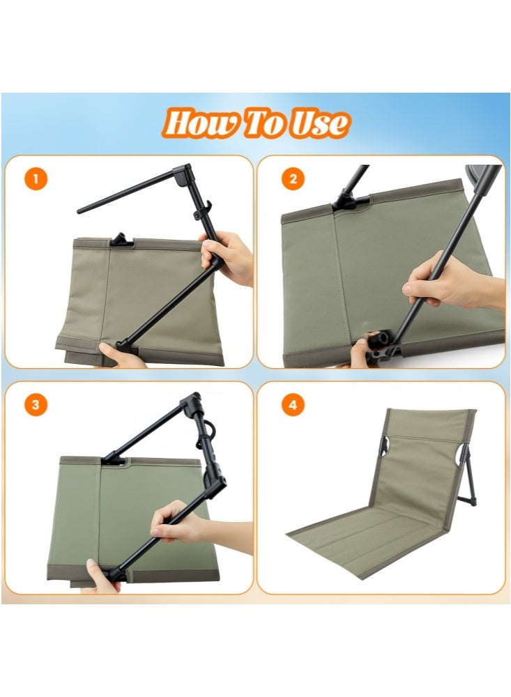 GGEROU 2 قطع كرسي شاطئ قابل للطي محمول أرجوحة خارجية كرسي شاطئ محمول للبالغين مع مسند ظهر قابل للتعديل أخضر - Image 5