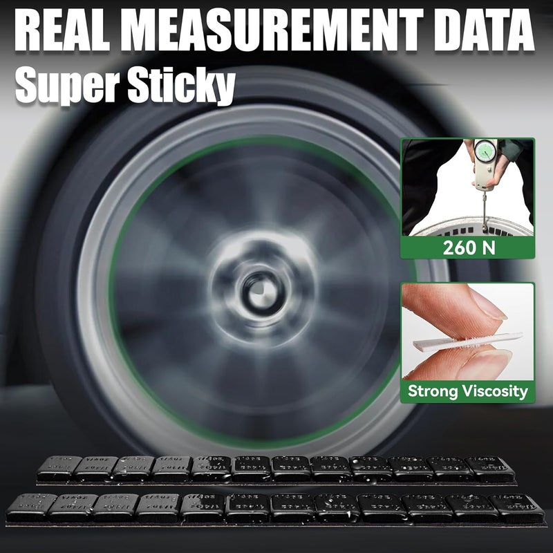 EZISOE 1/4 Oz Black Adhesive Backed Wheel Weights, Stick on Wheel Weights for Cars, Trucks, SUVs, Motorcycles, Low Profile (72 Oz Pack) - Image 2