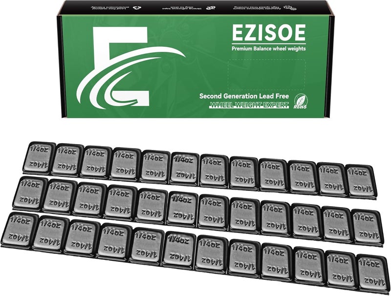 EZISOE 1/4 Oz Black Adhesive Backed Wheel Weights, Stick on Wheel Weights for Cars, Trucks, SUVs, Motorcycles, Low Profile (72 Oz Pack) - Image 1