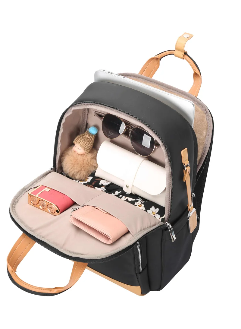 Bopai  Premium Durable Lightweight Ladies Laptop Backpack Water Resistant Synthetic Leather Daypack for Casual/Office/School/College, BO-LB811, Black for Women | Best Price UAE