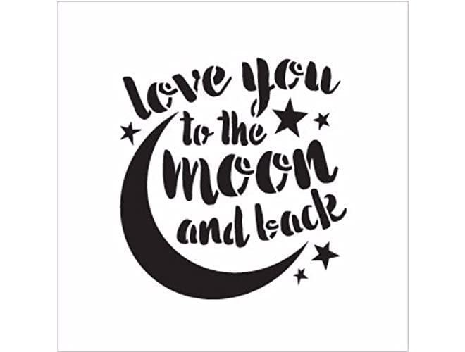 Ivanas Love You to The Moon and Back Stencil | Reusable Mylar Template | Painting, Chalk, Mixed Media | Use for Home Decor DIY - STCL1516 | Size | (8" x 9") - Image 2