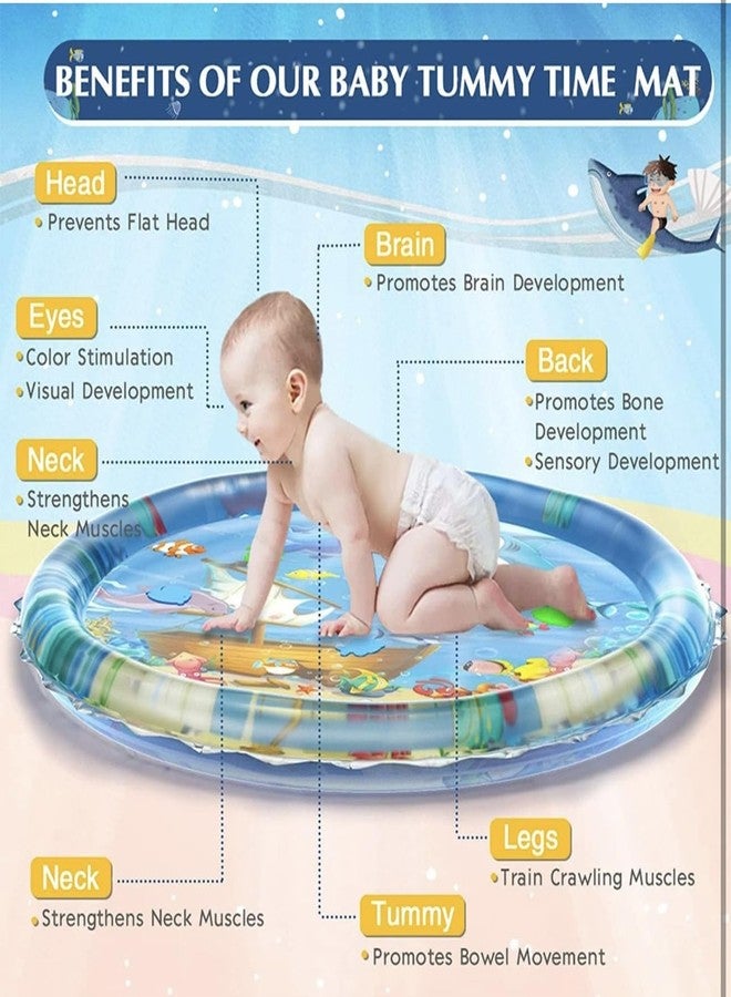 RICHTOTS PREMIUM Infant Toy Gift Activity Play Mat,Baby Infant Toddlers Inflatable Water Floor Mat Children Growth Activity Tool Tummy Time Baby Water Mat Toy For Newborn Baby Boy Girl Round Mat,Multicolor - Image 4