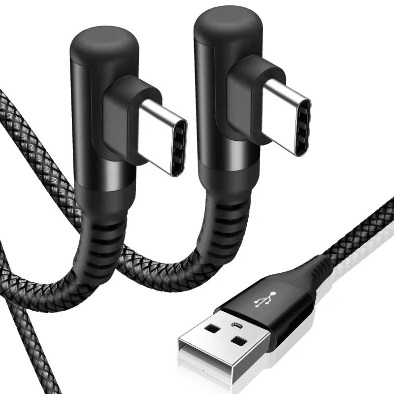 sweguard USB Type C Charger Cable Right Angle [2-Pack,10FT] 3.1A Nylon Braided Cord for iPhone 17 16 15 Pro Max Plus iPhone Air Samsung Galaxy S25 S24 S23 S22 S21 S20 Note 20 A15 Flip Pixel LG Moto - Image 1