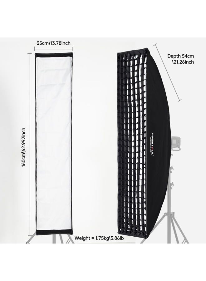 AMBITFUL Beehive Honeycomb Grid Strip Softbox Bowens Mount for Studio Flash Pack of 2 35 x 160 cm 14 x 63 Inches - Image 2