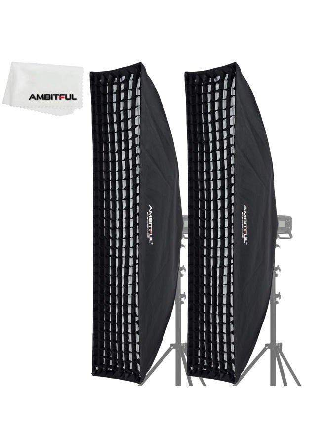 AMBITFUL Beehive Honeycomb Grid Strip Softbox Bowens Mount for Studio Flash Pack of 2 35 x 160 cm 14 x 63 Inches - Image 1