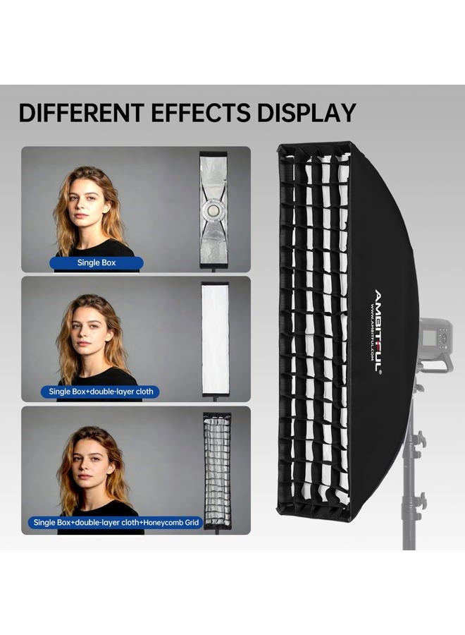 AMBITFUL Beehive Honeycomb Grid Strip Softbox Bowens Mount for Studio Flash Pack of 2 35 x 160 cm 14 x 63 Inches - Image 5