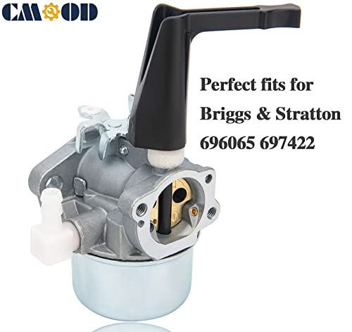 CMOOD 696065 Carburetor Compatible for Briggs & Stratton 697422 110402 110412 215369 Tiller Engine Carb with Mounting Gaskets Kit and 491588S Flat Air Filter Cartridge - Image 2