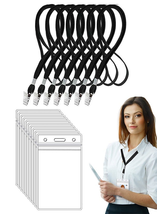 10 Card Holders with Ropes Card Holder Set Badge Holder Lanyard Card Holder ID Badge Holder Office Card Holder - Image 1