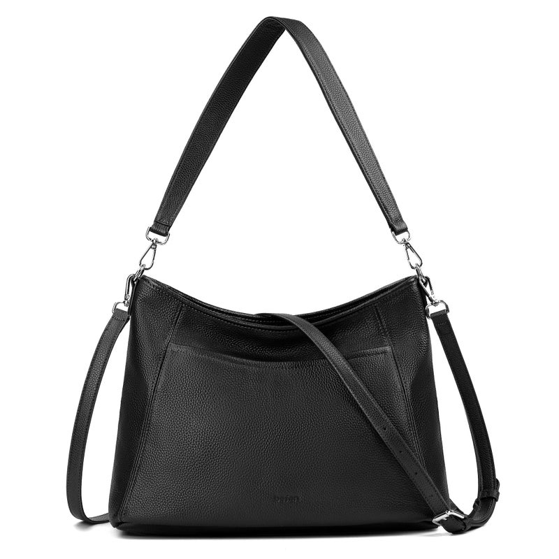 befen Genuine Leather Crossbody Bags for Women, Black Crossbody Bags Soft Real Leather Hobo Purse for Travel Designer Crossbody Purse with 2 Detachable Straps Womens Shoulder Handbag for Everyday - Image 1