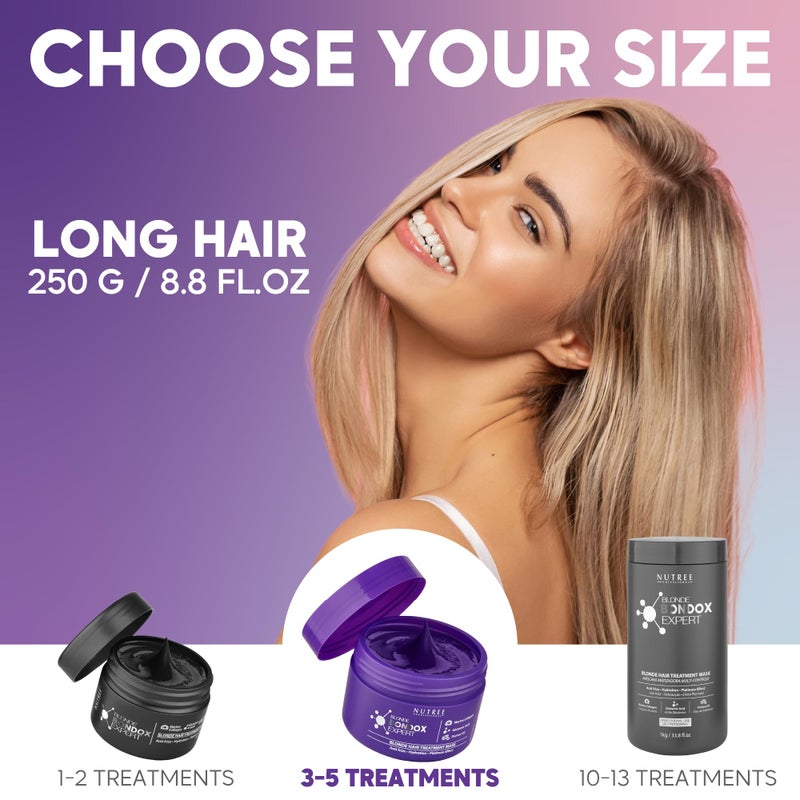 Nutree Professional BLONDE BONDOX HAIR TREATMENT 8.8 oz Purple Hair Mask for Blondes | Almond Oil Hair Repair Moisturizer Thermal Mask | Results for up to 1-3 months | Formaldehyde-Free & Cruelty-Free - Image 4