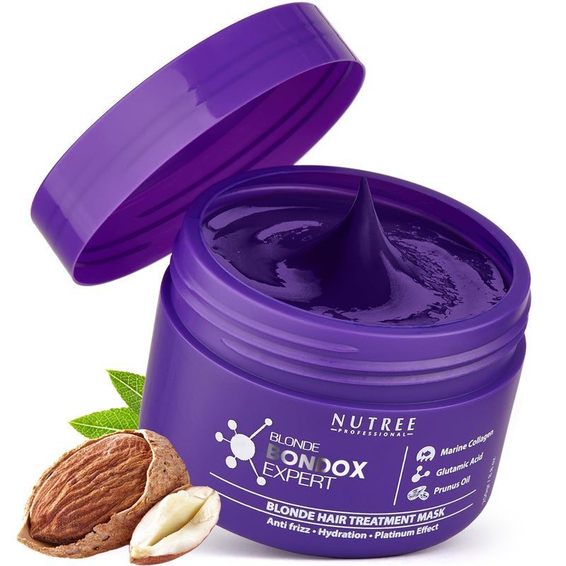 Nutree Professional BLONDE BONDOX HAIR TREATMENT 8.8 oz Purple Hair Mask for Blondes | Almond Oil Hair Repair Moisturizer Thermal Mask | Results for up to 1-3 months | Formaldehyde-Free & Cruelty-Free - Image 1