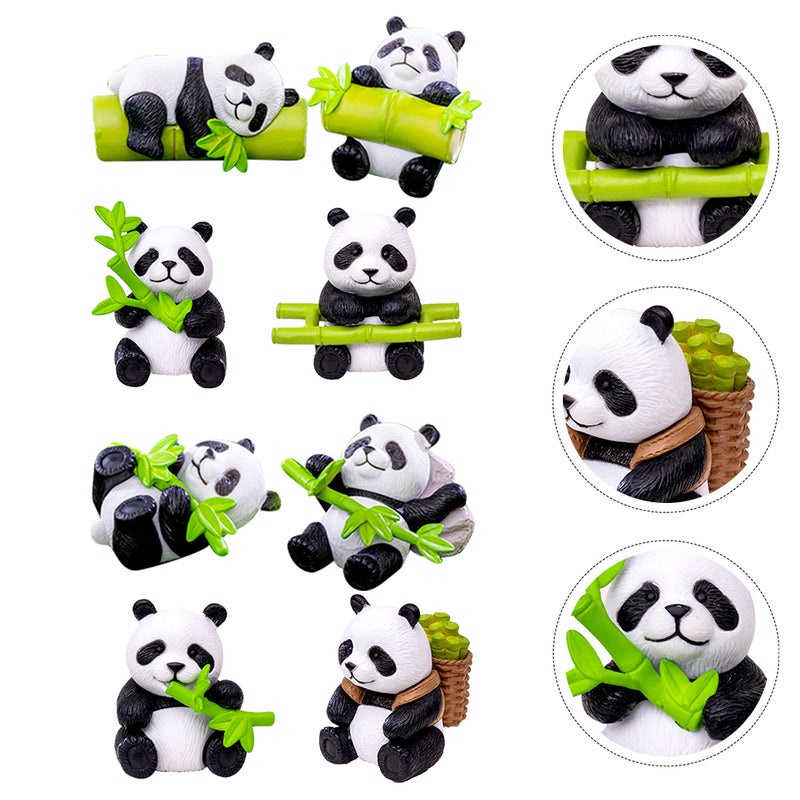 8pcs Small Panda Statues Flowerpot Bonsai Panda Crafts Garden Panda Figurines Cake Panda Toppers - Image 1
