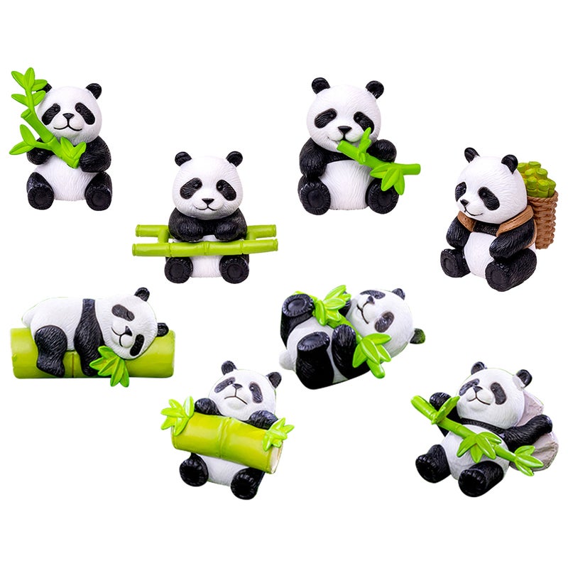 8pcs Small Panda Statues Flowerpot Bonsai Panda Crafts Garden Panda Figurines Cake Panda Toppers - Image 5